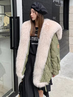 2024 Luxury Fox Fur Collar Long Coats 2024 Women Winter Soft Warm Loose Jacket Puffer Parka Female Windproof Snow Outwear Coats - Matrix Studios