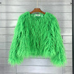 Colorful Warm Faux Women Fur Coat Loose Black White Pink Plush Coat Female Jacket Fur Autumn Winter Shaggy Outerwear - Matrix Studios