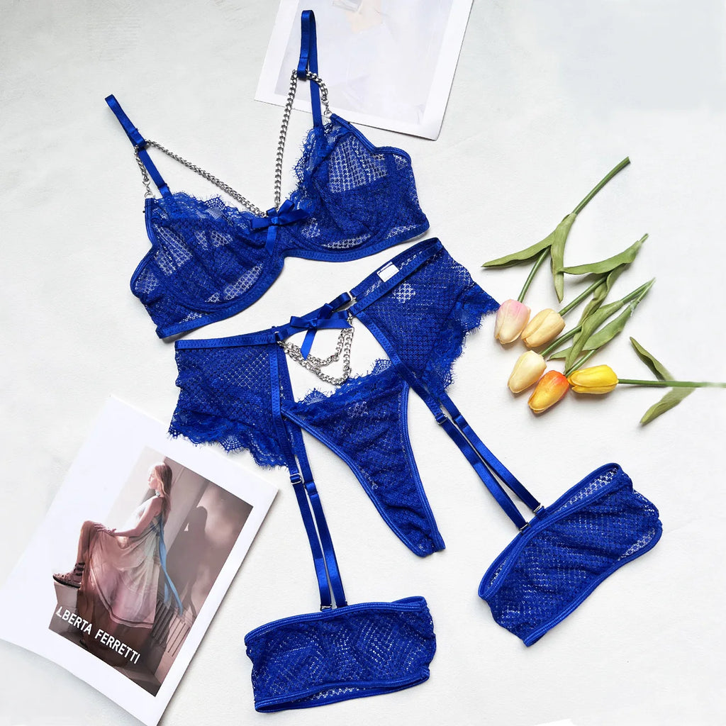 Lingerie Underwear Bras Sets Lace Garter Lingerie Women Intimates 2024 Underwire Bra And Panty Thongs Ladies Underwear Set - Matrix-studios.com