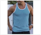 Men's quick drying elastic fitness clothes gym runningslim fit vertical stripessleeveless fashion summer new style - Matrix Studios