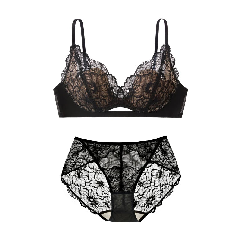 SUJIIN Summer Sexy Bra and Panty Sets for Woman Lace Comfort Thin Bras Set Women's Small Chest Wireless Lingeries Sexy Hot MX325 - Matrix Studios
