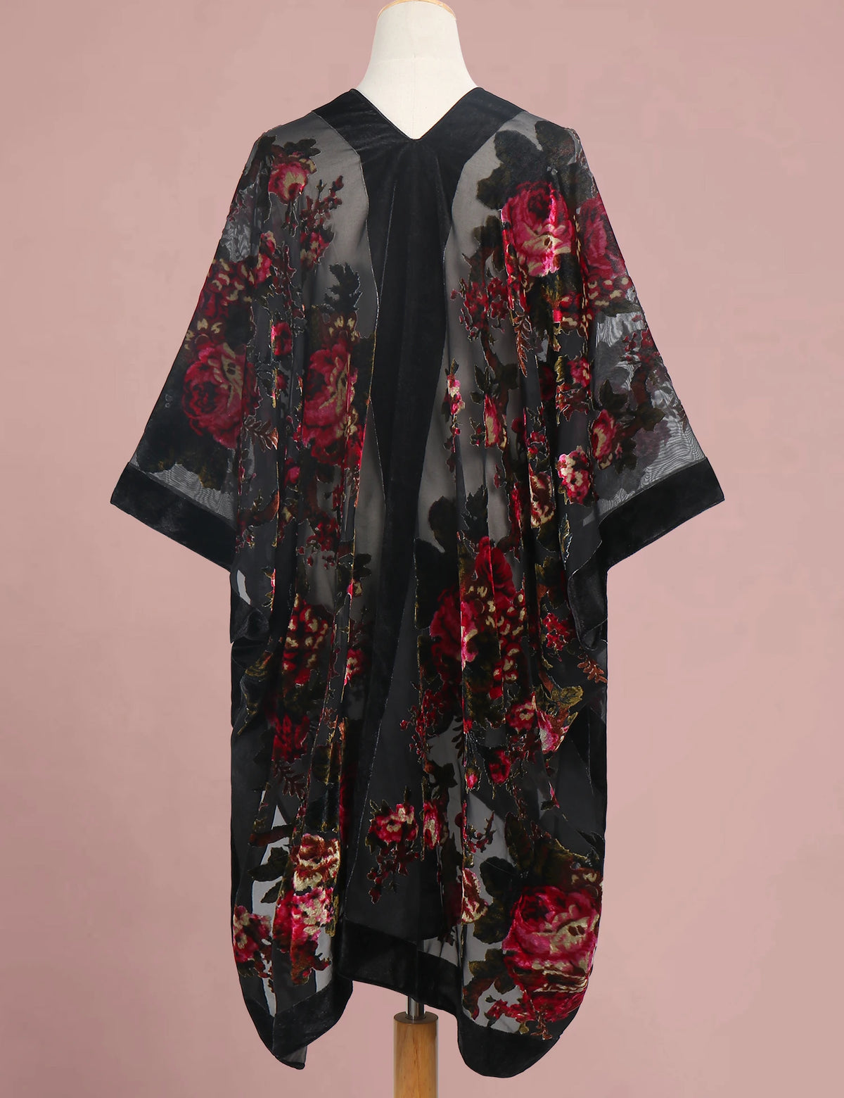 WeHello Bohemian Women's Burnout Velvet Kimono Long Cardigan With Beach Coverup Luxury Holiday Cardigan Shawl Tassel Chiffon - Matrix Studios