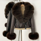 Reality Fur Jacket Winter Real Fur Cuffs Clothes Women Short Faux Leather Fake Fur Inner Jacket Female Thick Warm Fox Fur Coat - Matrix Studios
