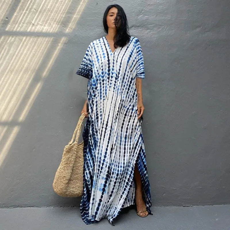 Women's Beach Kaftan Dresses Half Sleeve Caftan Swimsuit Plus Size Bathing Suit Cover Ups - Matrix Studios