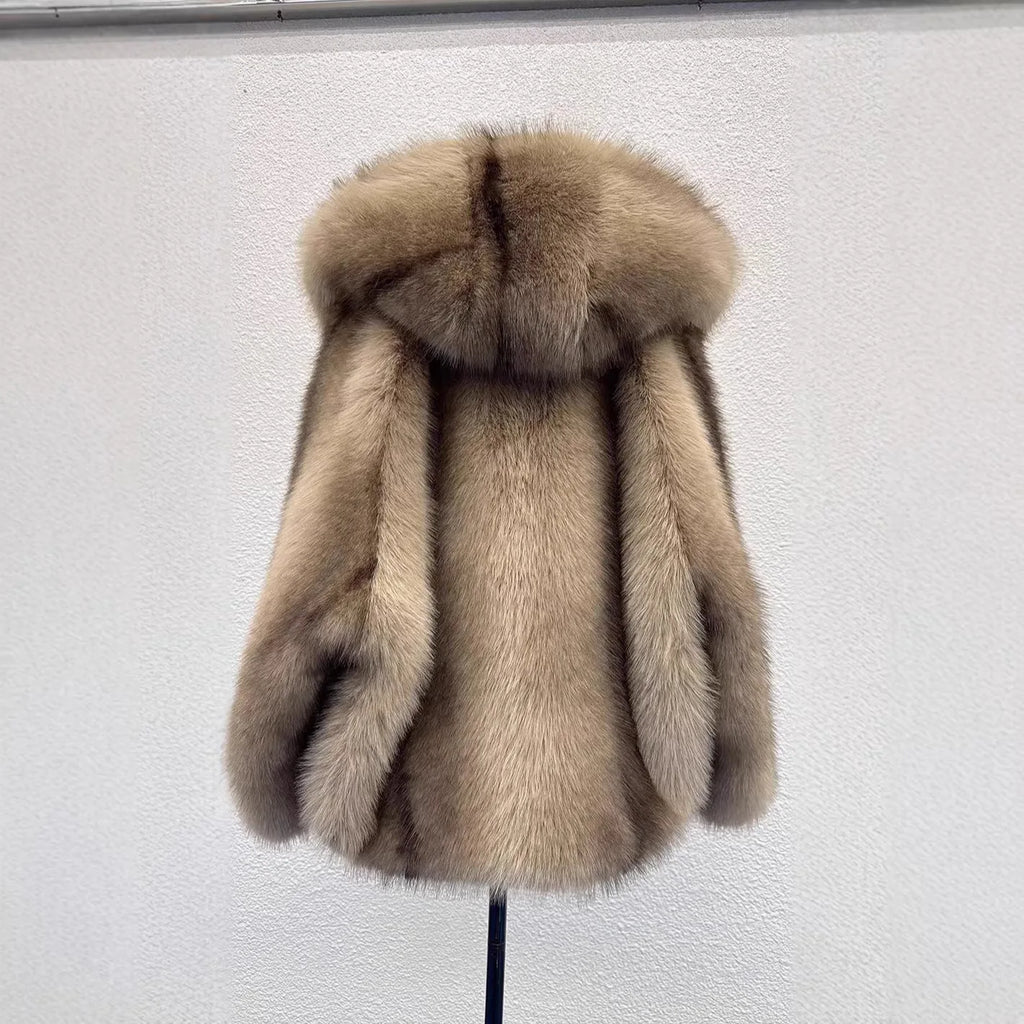 2026 Autumn Winter Women Faux Fur Short Coats Solid Hooded Jackets Long Sleeves Covered Button Thick Office Lady OVERCOAT - Matrix Studios