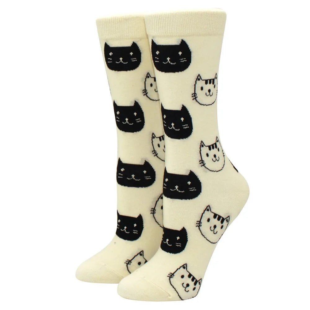 Novelty Woman Socks Harajuku Cotton Funny Happy Cartoon Cat Dog Pattern Unisex Socks Men Novelty Kawaii Socks - Matrix Studios