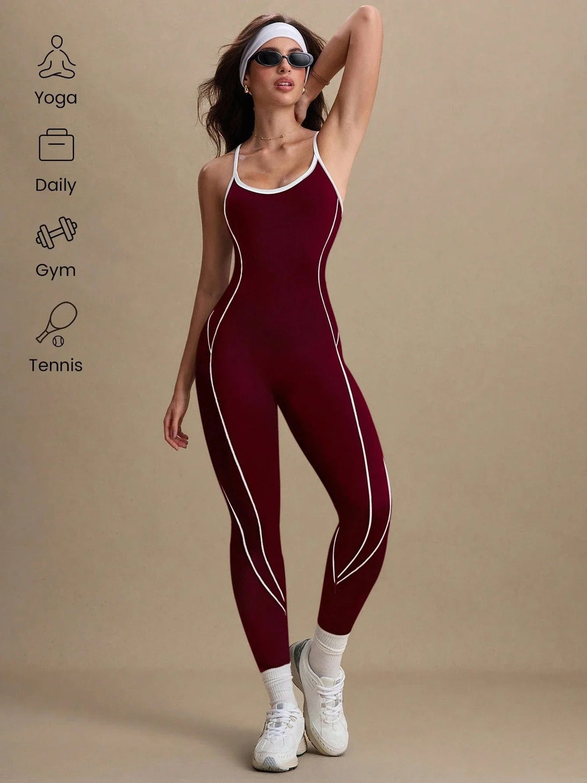 Women Seamless Yoga Jumpsuit Workout Bodysuit Tummy Control Butt-Lifting Gym Clothes Sleek Sportswear Striped Athletic Outfit - Matrix Studios