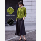 VIMLY New Chinese Style Women's Two-piece Set Autumn 2026 Long Sleeve Top Satin Midi Skirt Elegant Fashion Matching Outfit 31785 - Matrix-studios.com