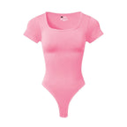 Women Plus Size Square Neck Short Sleeve Bodysuit Tummy Control Body Shaper Seamless Slimming Fashion Shapewear Jumpsuit - Matrix Studios