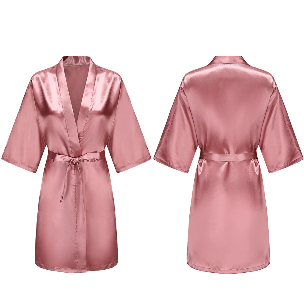 Women's Pure Short Silky Robes Bridesmaid Bride Party Satin Robes Sleepwear