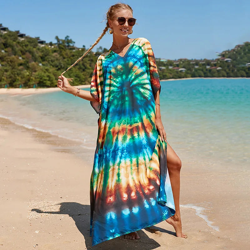Plus Size Swimsuit Kaftans Beach Cover Ups Colorful Outfits Dress Bathing Suit for Women Vacation Outfits - Matrix Studios