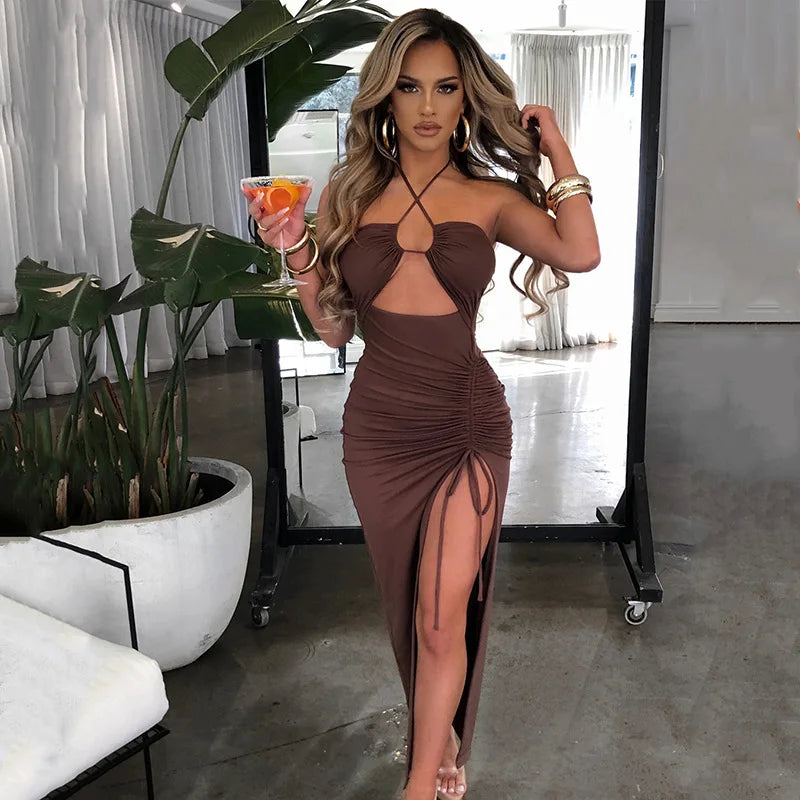 Sleeveless Sexy Female Midi Backless Dresses Slim Night Club Party Women's Dress Bodycon Vestidos Elegantes Para Mujer - Matrix-studios.com