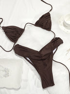 Sexy Folds Bikini Set Solid Micro Bikinis Women Swimsuit Female Triangle Swimwear Beach Wear Bathing Suit - Matrix-studios.com
