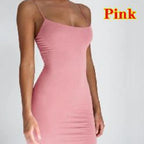 Summer Spaghetti Strap Mini Dress 2026 Women Sexy Bodycon Club Party Dresses Short Female Camisole Solid Black Sheath Sundress - Matrix-studios.com