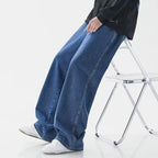 2026 New Streetwear Loose Jeans Men Korean Style Fashion Loose Straight Wide Leg Pants Men's Brand Clothing Black Light Blue - Matrix Studios
