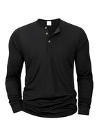 New Men's Henley T-shirts Long Sleeve Basic Casual Band Collar T Shirts Comfortable Soft Pullover Tops Male Tee - Matrix Studios