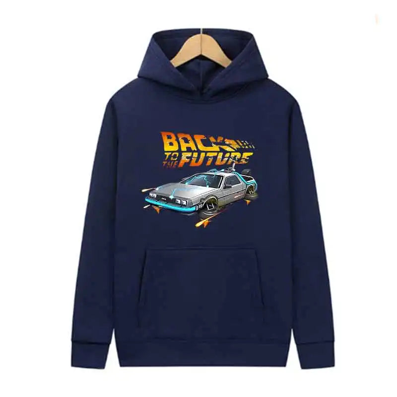 Back To The Future Retro DeLorean Car Print Hoodie Long Sleeve Tops Men Casual Streetwear Pullover Spring Autumn Unisex Clothing - Matrix Studios