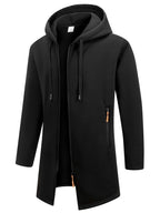 Men's Retro Zipper Jacket Mid Length Windbreaker Spring Autumn Winter Fleece Warm Jackets Fashion Casual Patchwork Yarn Coat - Matrix Studios