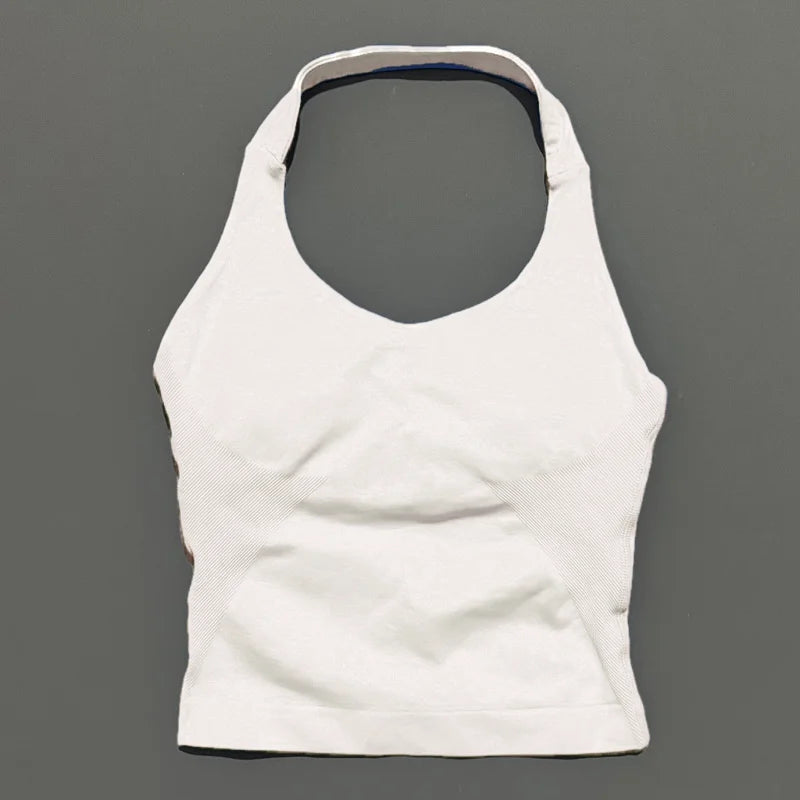 HISTELLO Sports Halter Top Seamless Longline Strappy Gym Tank Top Women Yoga Clothing Workout Fitness Sportswear Pilates Vest - Matrix-studios.com