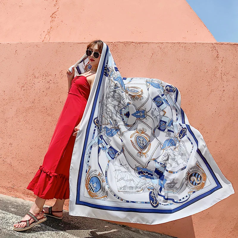 140x180cm Celebrity With The Same Cover-Ups Women Large Beach Dress Bikini Bathing Swimwear Sunburn Protection Sarong Wrap Scarf - Matrix Studios