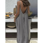 New Arrival Women's Strapless Backless Long Loose Home Dress Comfortable Sleepwear Casual Maxi Dress - Matrix-studios.com