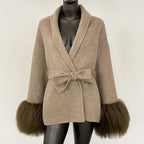 High End Double-sided Wool Strapping Real Wool Fur Coat Women's Removable Cuffs Fox Fur Temperament Cashmere Short Jacket - Matrix Studios