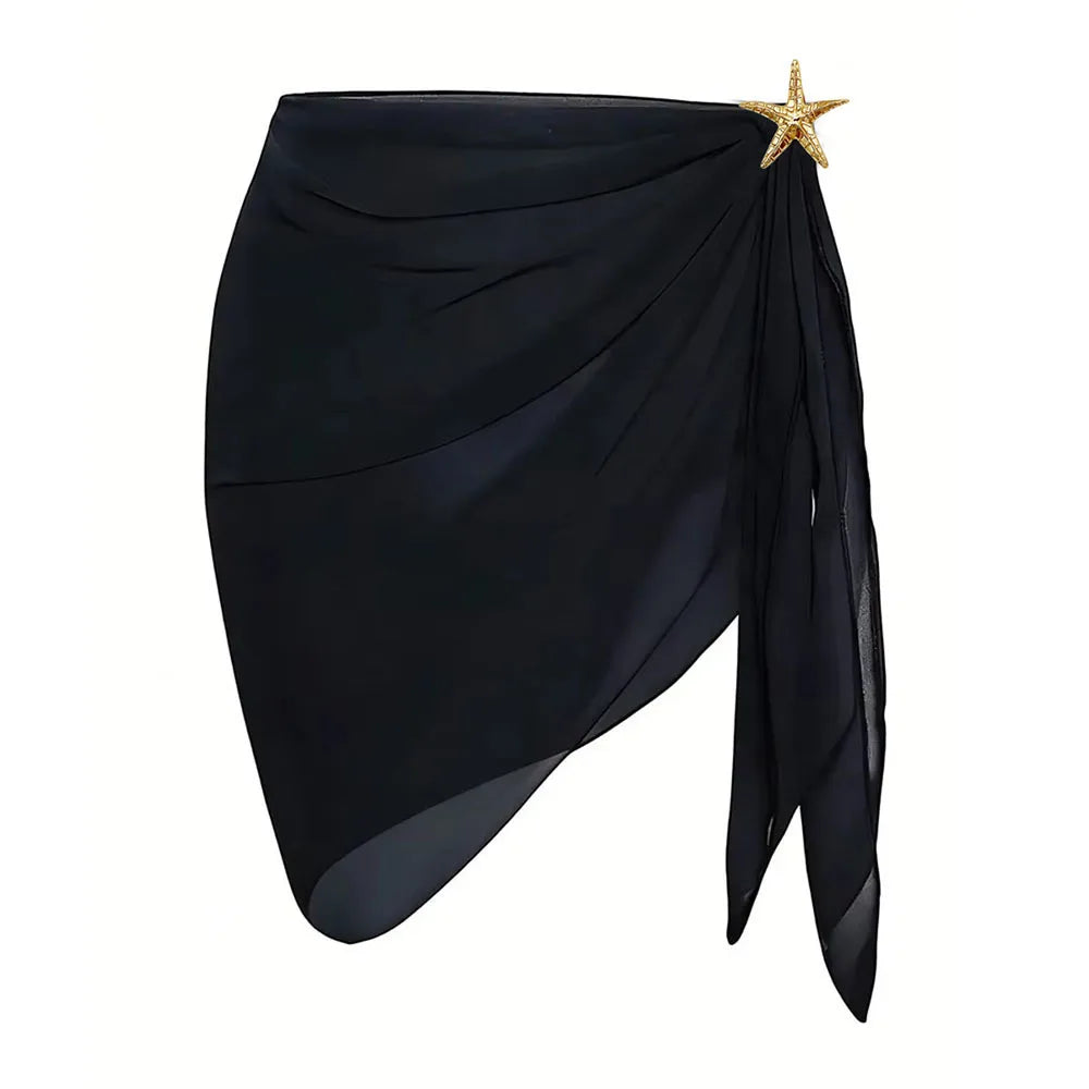 Women Summer Short Sarongs Swimsuit Coverups Beach Bikini Wrap Sheer Short Skirt Chiffon Scarf Cover Ups for Swimwear - Matrix Studios