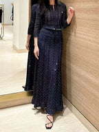 2026 Spring New Fashion Hollow-out Cardigan Women Elegant Temperament O-neck Sleeveless Knit Tops or Mid- length Skirt Ladies - Matrix Studios