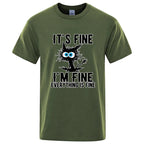 Men's High Quality T-shirt Cotton Blend Funny Cool Cat Printed T-shirt Casual Men Short Sleeve T-shirt for Men T-Shirt Male Top - Matrix Studios