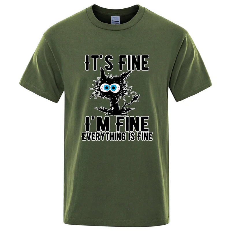 Men's High Quality T-shirt Cotton Blend Funny Cool Cat Printed T-shirt Casual Men Short Sleeve T-shirt for Men T-Shirt Male Top - Matrix Studios