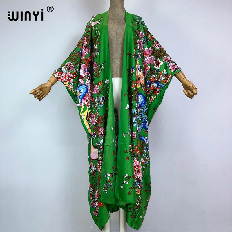 WINYI Kimono Africa Summer Boho Print Beach Outfits for Women Cover-Up Long Coat Elegant Coat Beach Outfits for Women Maxi Dress - Matrix Studios
