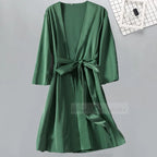 Sexy Women Rayon Kimono Bathrobe WHITE Bride Bridesmaid Wedding Robe Set Lace Trim Sleepwear Casual Home Clothes Nightwear - Matrix-studios.com