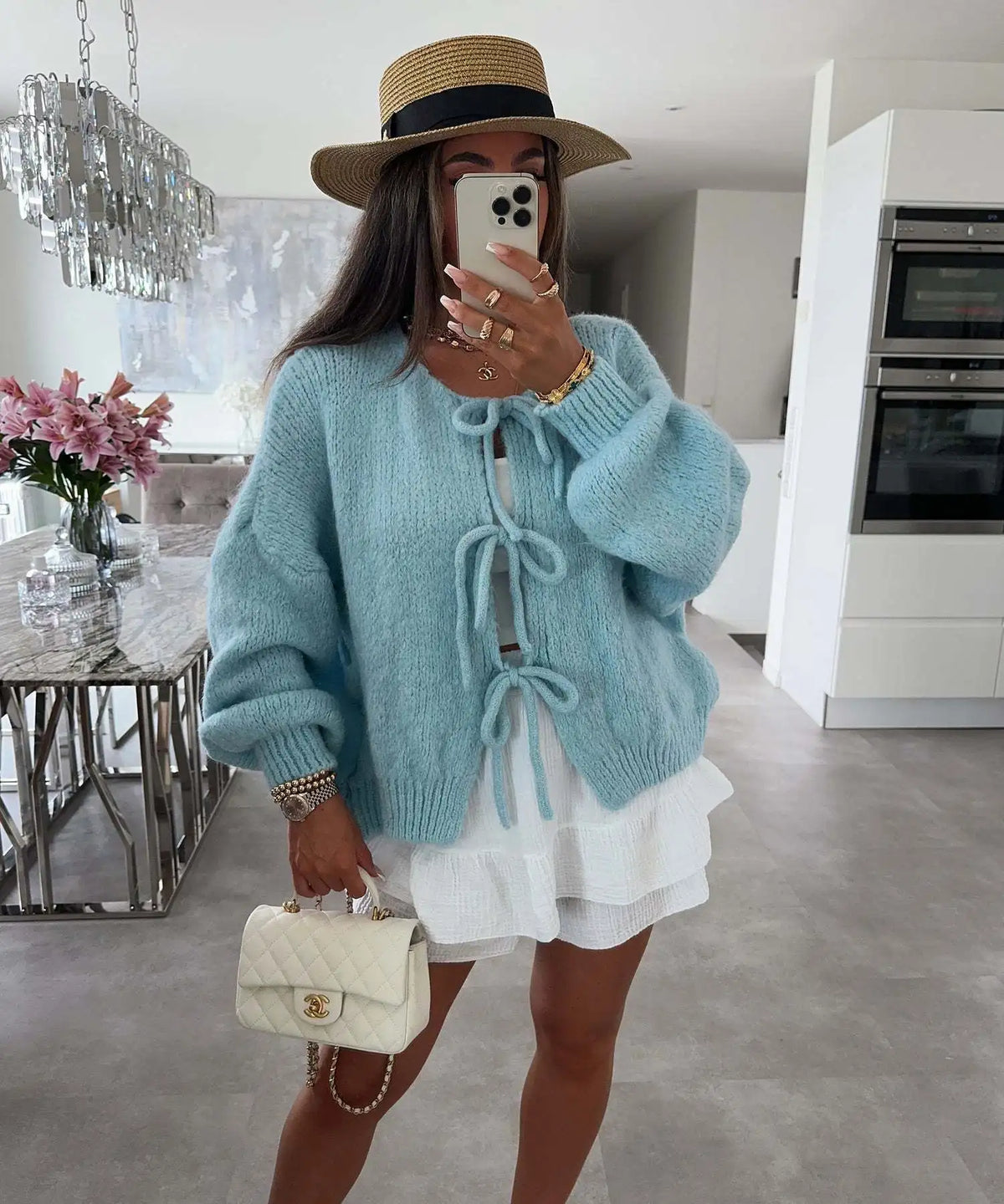 Solid Color O-neck Lace-up Knitted Cardigan Women 2025 Autumn Winter Streetwear Casual Simplicity Sweater Coats - Matrix Studios