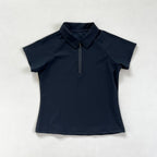 Women's Short - Sleeve Polo Shirts: White and Navy Blue Options Available, Half - Zip Collar for Both Style and Comfort 。 - Matrix-studios.com