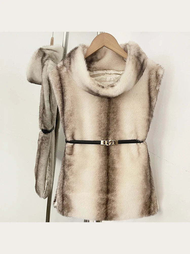 Mumaroho 2026 Winter Spring Women Faux Fur Sable Vest Crop Top Solid  Turtleneck Eco Mink Faux Fur Tank Tops Pullover Jacket - Matrix Studios