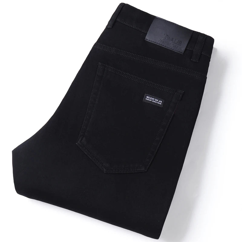 Men Classic Advanced Fashion Brand Pure Black Jeans Man Soft Breathe Stretch Slim Straight Denim Trousers Mens Pants Overalls - Matrix Studios
