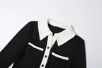 Color Patchwork Ribbed Skinny Playsuits 2025 Autumn Women Fashion Polo-neck Long Sleeve Buttons Slim Casual Rompers Streetwear - Matrix Studios