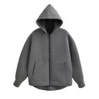 KEYANKETIAN Winter New Women's Zipper Hoodie High Street Unisex style Double Pockets Oversize Loose Sweatshirts Outerwear Top - Matrix Studios