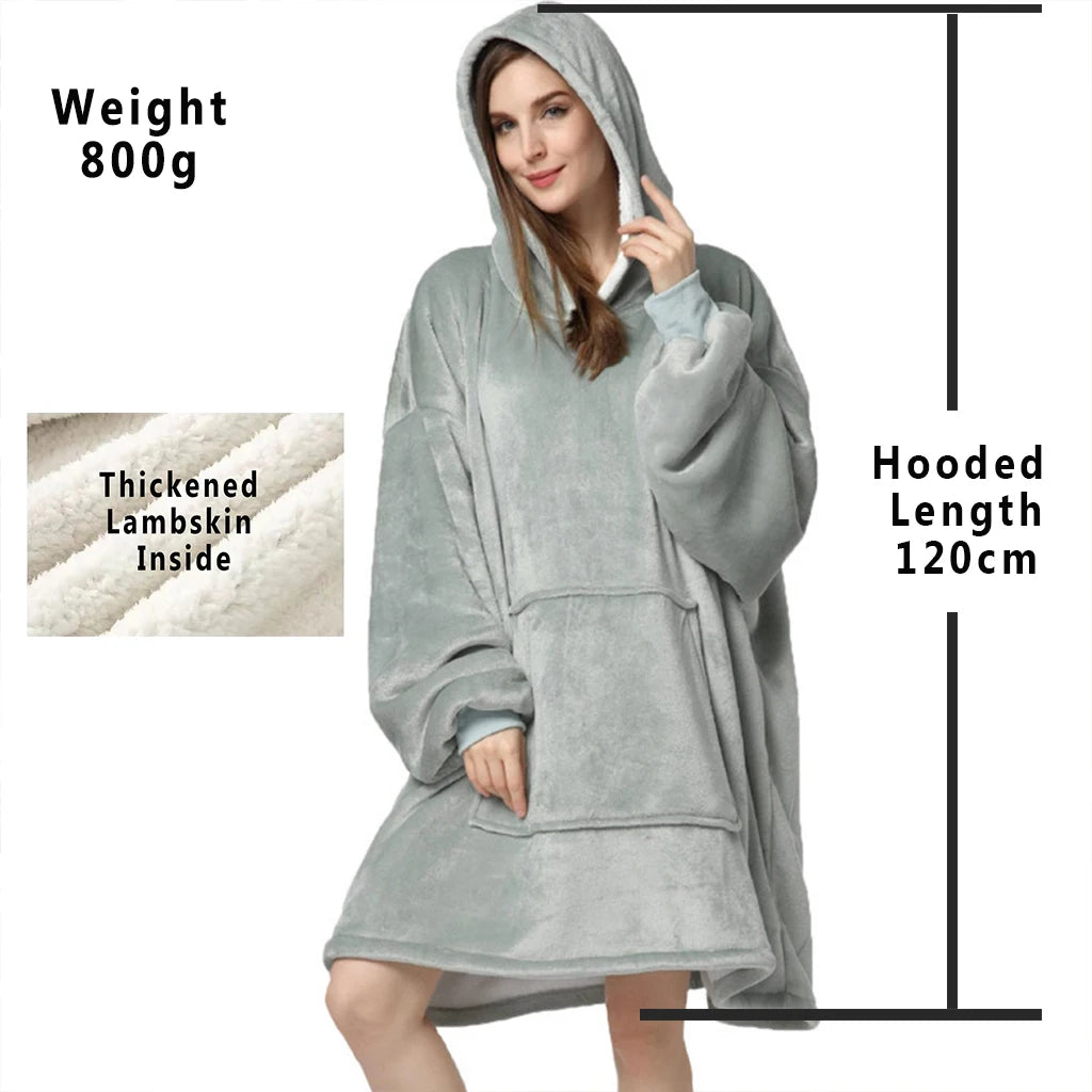 Winter Hoodies Sweatshirt Women Men Pullover Fleece Giant TV Oversized Blanket with Long Flannel Sleeves - Matrix Studios