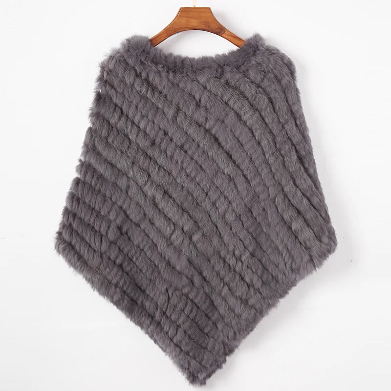 Women's Real Rabbit Fur Poncho Vest Natural Leather Winter Jacket Wrap Coat Shawl  Wedding Party Knitted Fur Vest Wholesale - Matrix Studios