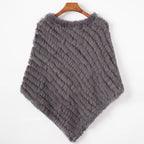 Women's Real Rabbit Fur Poncho Vest Natural Leather Winter Jacket Wrap Coat Shawl  Wedding Party Knitted Fur Vest Wholesale - Matrix Studios