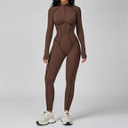 TRY TO BN Gym Jumpsuit Half Zipper Sports Stripe Fitness Bodysuit One-Piece Workout Activewear Tights Woman Suits Yoga Clothing - Matrix Studios