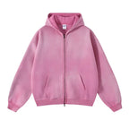 Men's Zip Up Hoodies Tie Dye Washed Double Oversize Cardigan Sweatshirt Loose Plus Plush Gradient Man Hooded Pullovers Winter - Matrix Studios