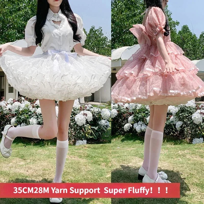 Multi-layer Ruffled Petticoats for Women Fluffy Bubble Skirt Crinoline Underskirt No Hoop Boneless Lolita Puffy Skirt Mini Skirt - Matrix-studios.com