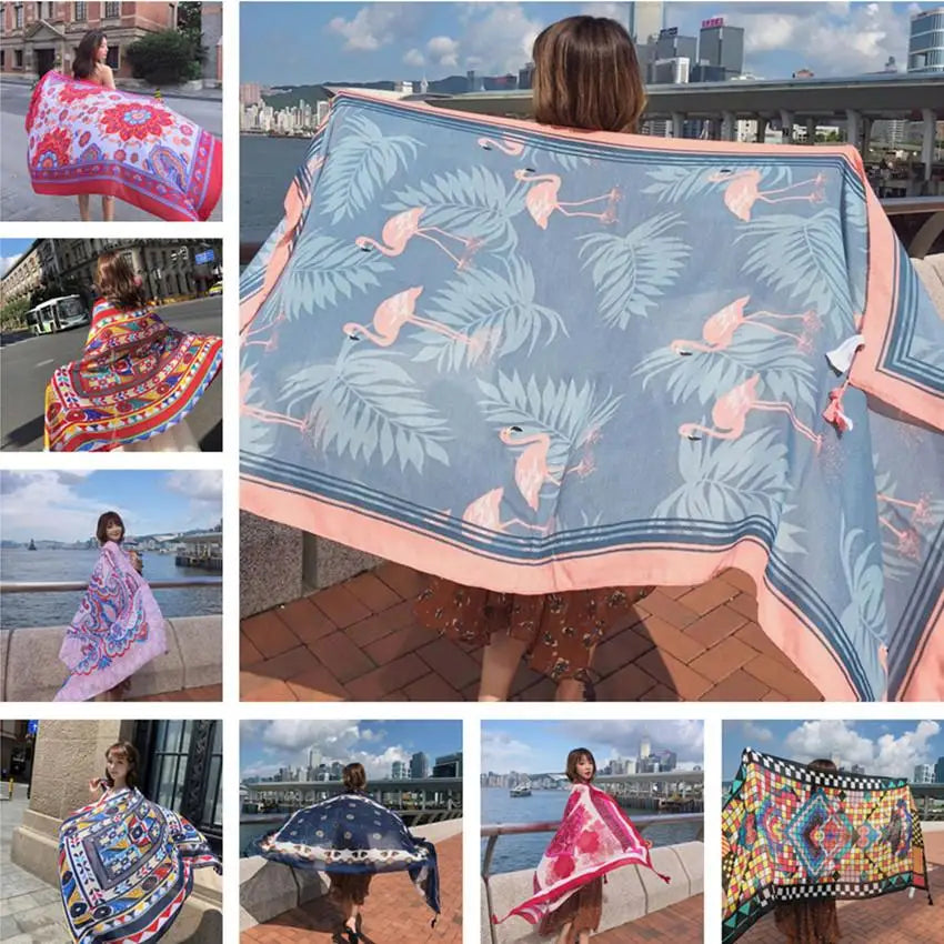 Hot New 90x180cm Twill cotton Pareo 2018 Summer Cover-Ups Rectangle Wrap Scarf Swimsuit Bikini Cover Up Autumn Beach Sarong Mats - Matrix Studios