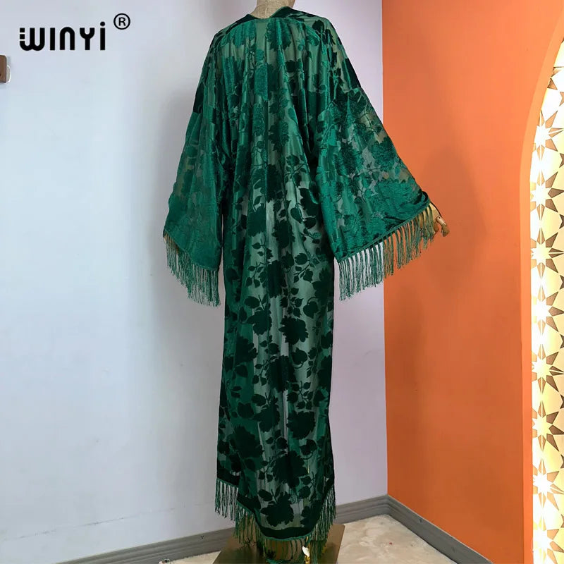WINYI Kimono Perspective Sexy Cardigan Bikini Cover-up Holiday Maxi Beach Swimsuit Evening Party Dress Vestidos Fashion Kaftan - Matrix Studios
