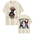 Rapper Chris Brown Breezy Bowl XX Tour 2025 T-shirt Men Women Hip Hop Fashion Pop Music  T Shirts Casual Cotton Vintage T-shirts