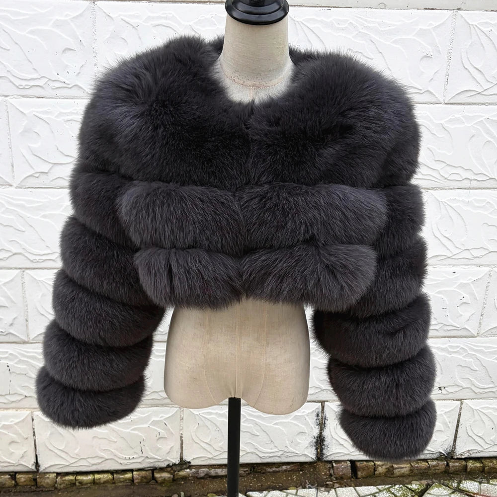 QUEENTINA Real Fox Fur Coat 30cm Women'S New Fashion Winter Leather And Skin White Clothing Natural New In Coats & Jackets - Matrix Studios