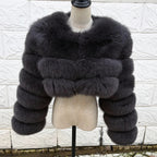 QUEENTINA Real Fox Fur Coat 30cm Women'S New Fashion Winter Leather And Skin White Clothing Natural New In Coats & Jackets - Matrix Studios