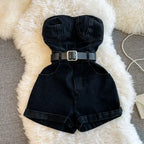Summer Rompers Women Jeans Jumpsuit off shoulder 2022 Loose Casual Denim Rompers Womens Jumpsuits Wide Leg Casual Denim Overalls - Matrix Studios